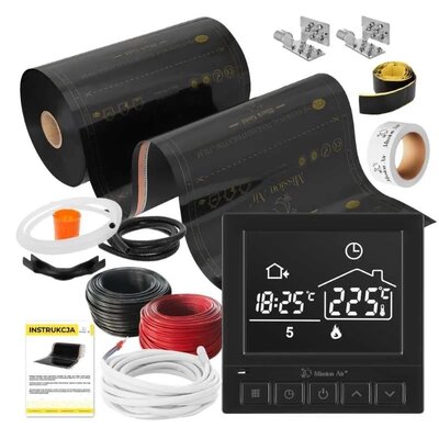 Folia grzewcza na podczerwień MISSION AIR Black Gold PTC 160W/m2 14m2 szer.50cm + regulator Taurus Czarny