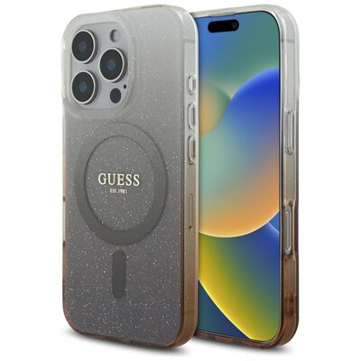 Etui GUESS IML Glitter Gradient MagSafe do Apple iPhone 16 Pro Brązowy | Bezpłatny transport