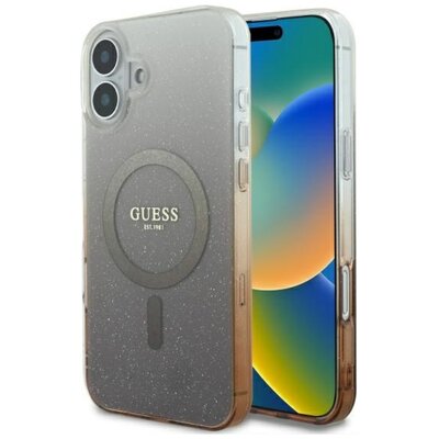 Etui GUESS IML Glitter Gradient MagSafe do Apple Phone 16 Brązowy | Bezpłatny transport