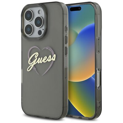 Etui GUESS IML Heart do Apple iPhone 16 Pro Czarny | Bezpłatny transport