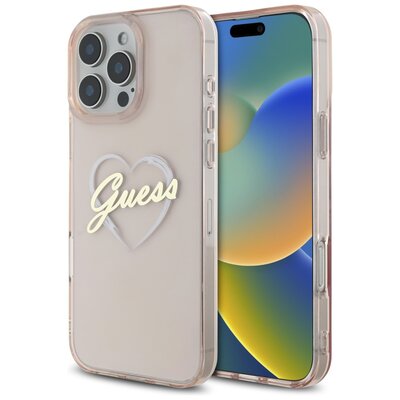 Etui GUESS IML Heart do Apple iPhone 16 Pro Różowy | Bezpłatny transport