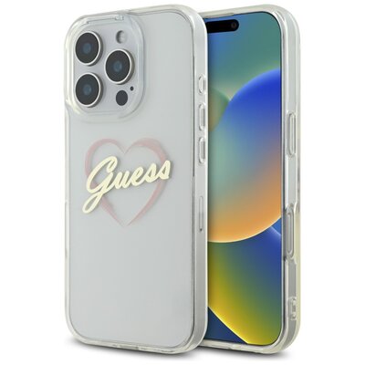Etui GUESS IML Heart do Apple iPhone 16 Pro Przeźroczysty | Bezpłatny transport
