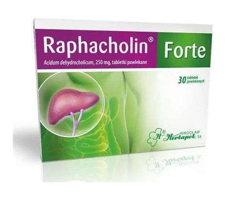 WROCŁAWSKIE ZAKŁADY ZIELARSKIE "HERBAPOL" Raphacholin Forte 250 mg 30 Tabletek Powlekanych