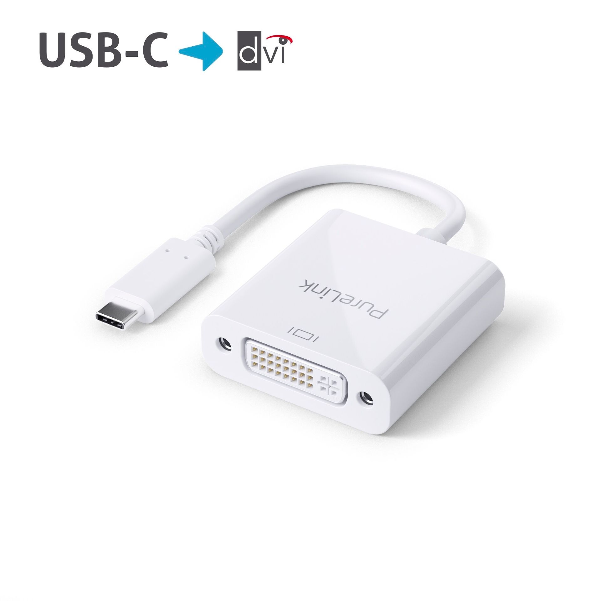 Purelink IS190 adapter wtyczka USB-C na gniazdo DVI-D Single Link (24+5) 0,10m - biały