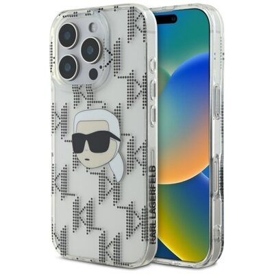 Etui KARL LAGERFELD IML Karl Head Electroplated do Apple iPhone 16 Pro Max Przezroczysty | Bezpłatny transport