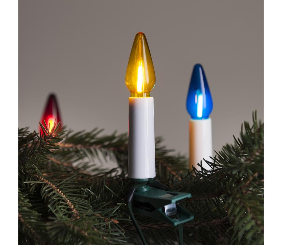 LED Łańcuch zewnętrzny FELICIA FILAMENT 20xE10 19m kolorowy/ciepła biel IP44