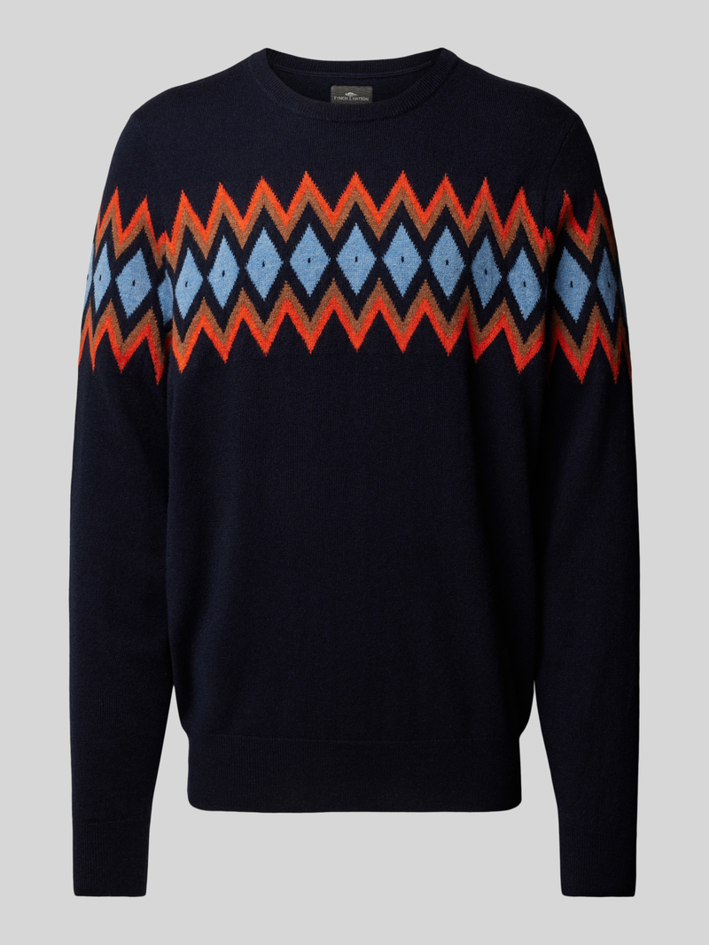 Sweter z dzianiny z okrągłym dekoltem