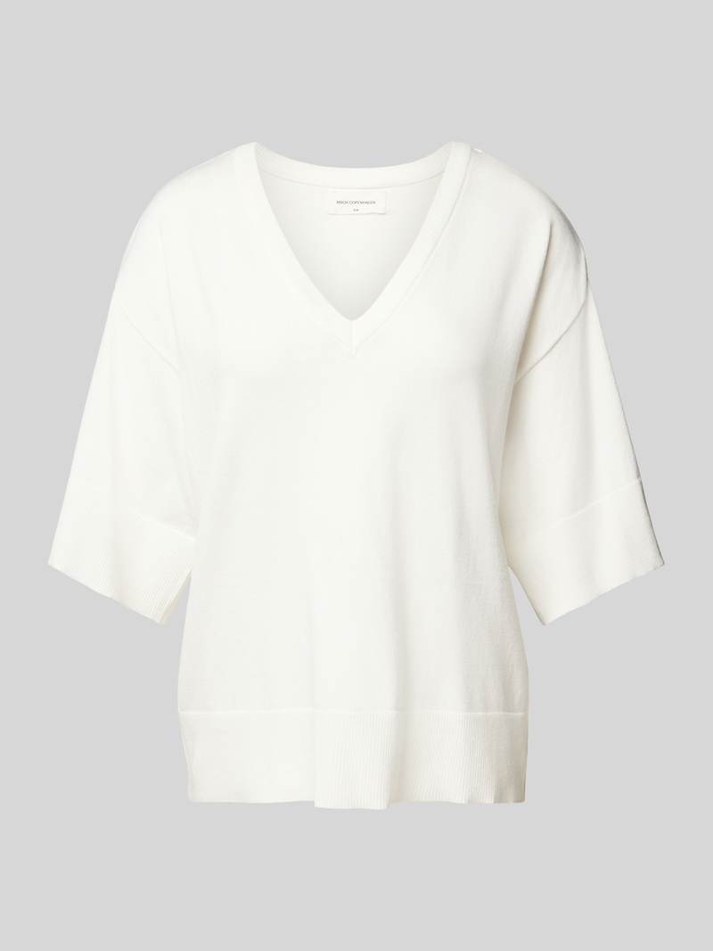 T-shirt z czystej wiskozy z dekoltem w serek model ‘Eslina’