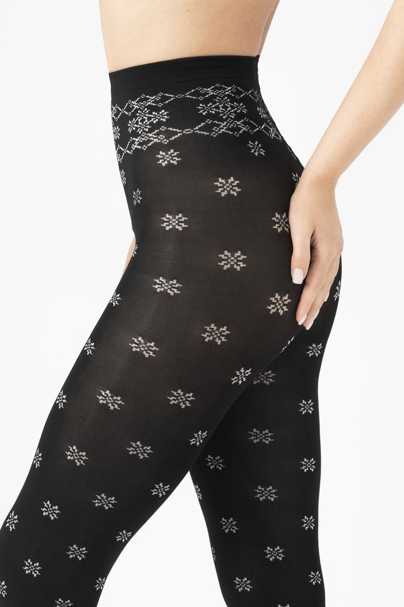 Rajstopy Snowflake 40 Den Black-Ecru (Rozmiar 2)