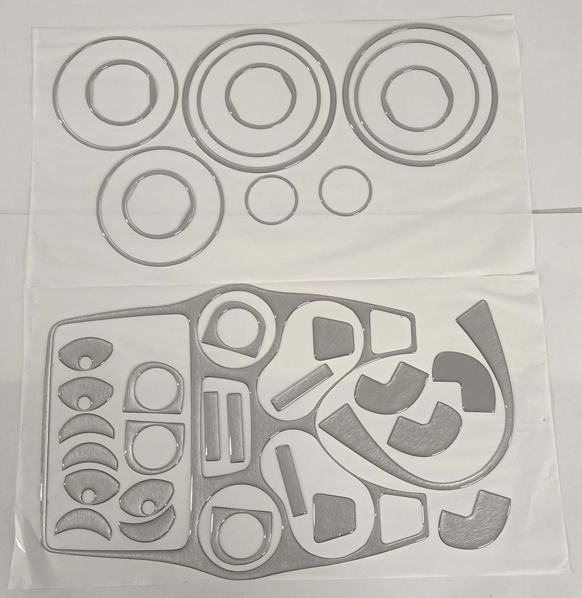 FIAT PANDA OD 2003 R OKLEINY KOKPITU DEKORY DESKI NAKŁADKII NAKLEJKI 3D ALUMINIUM SZCZOTKOWANE