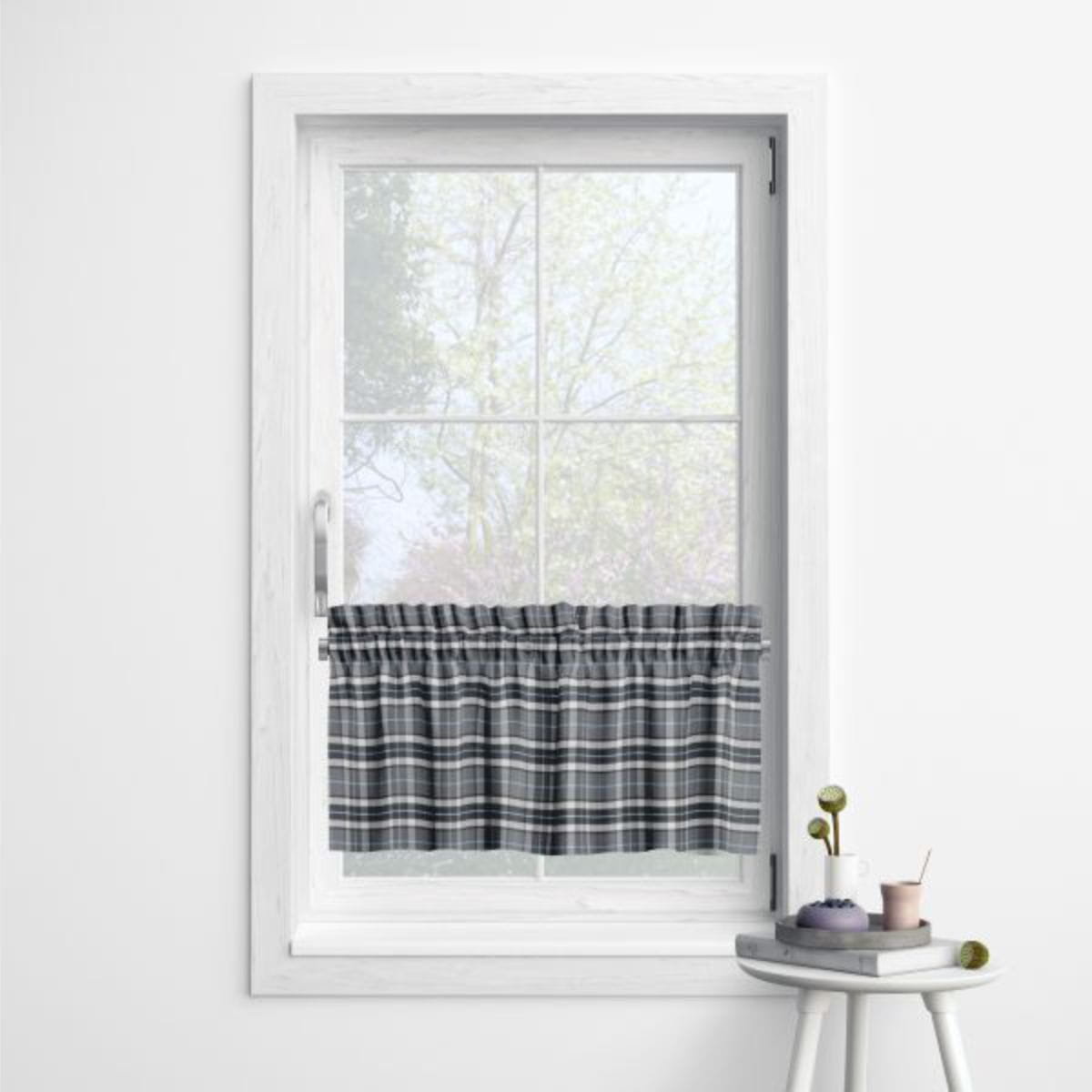 Zazdrostka CLASSIC wzór CL06 | szara krata z niebieskimi pasami 45 x 120 cm