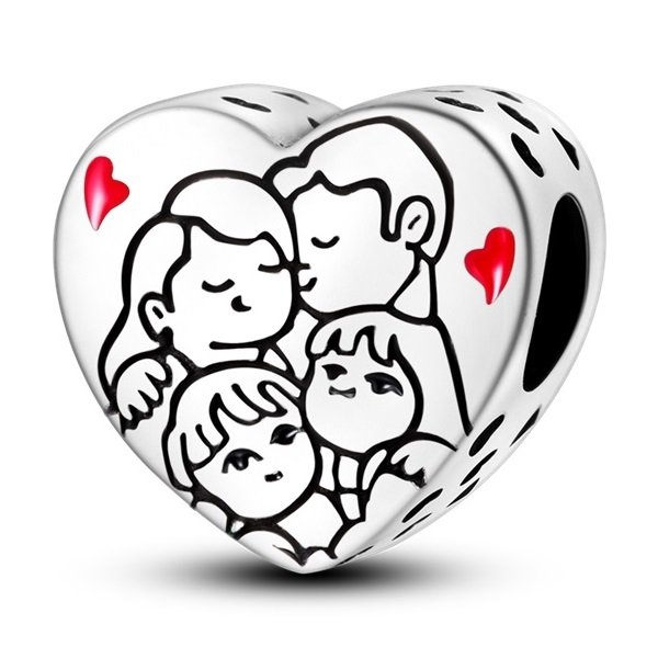 Charms Zawieszka SREBRO 925 koralik do PANDORA Rodzina Serce