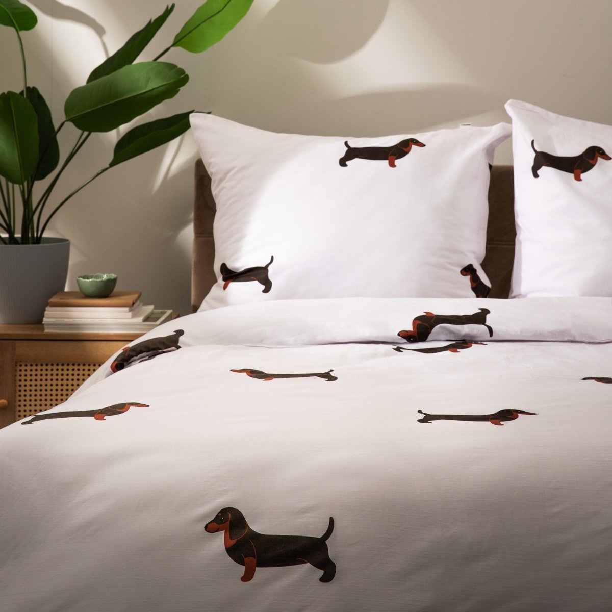 HOMLA WINNIE Pościel bawełniana w jamniki 140x200 + 1*70x80 cm