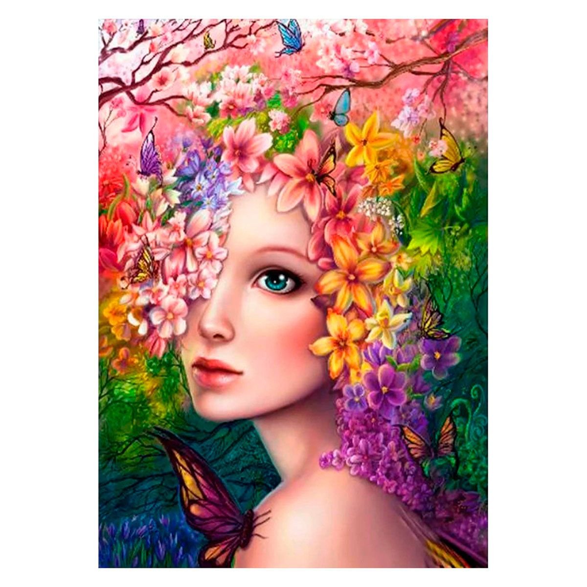 Mozaika diamentowa, haft 30x40 Kobieta w kwaiatach Flamingo line