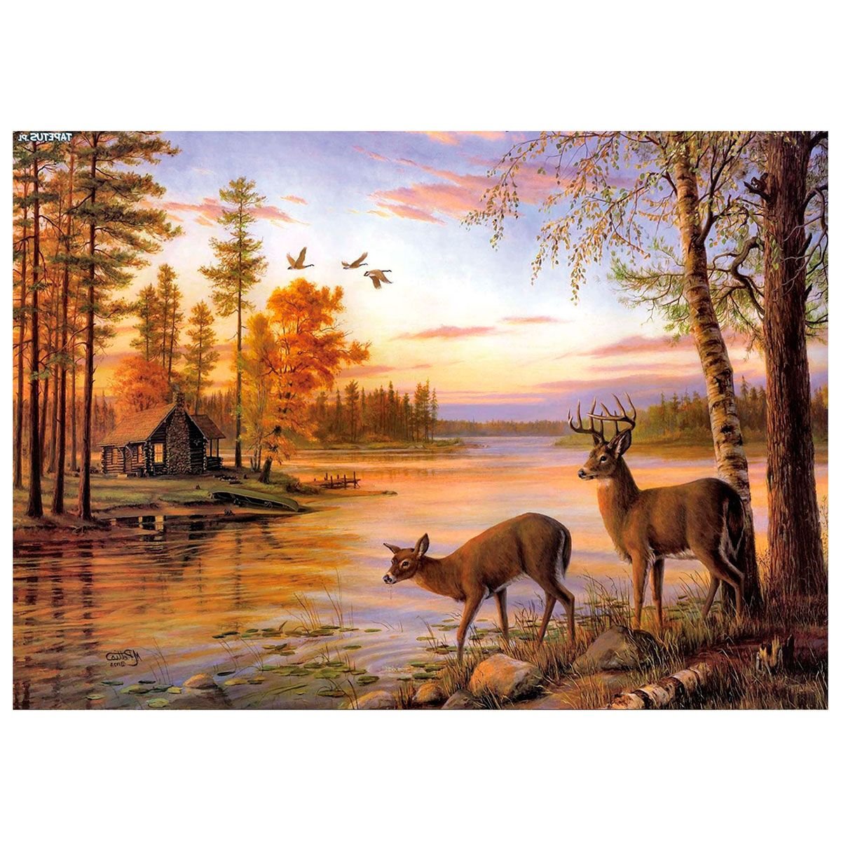 Mozaika diamentowa, haft 30x40 Jeleń Flamingo line