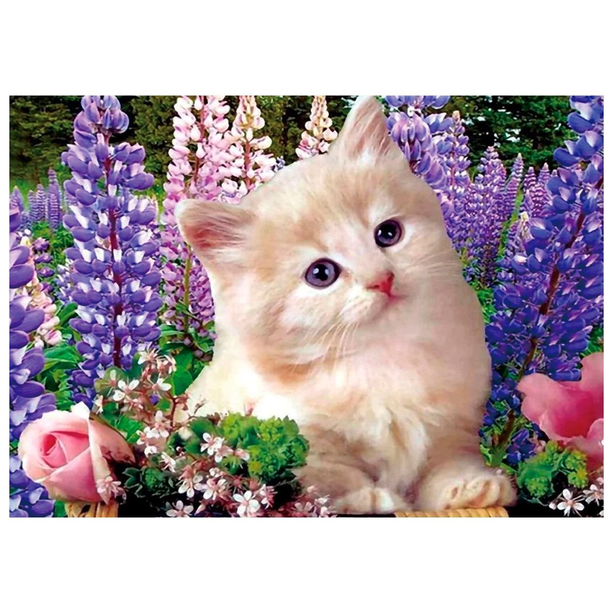 Mozaika diamentowa, haft 30x40 Kotek Flamingo line