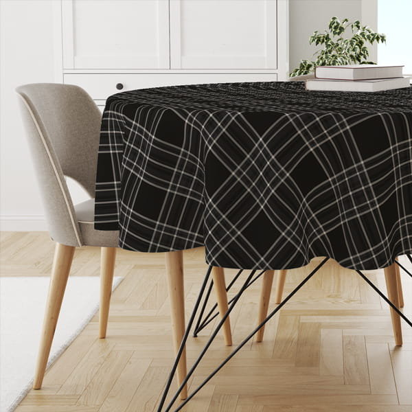 Obrus okrągły CLASSIC wzór CL14 | Czarna krata średnica 120 cm