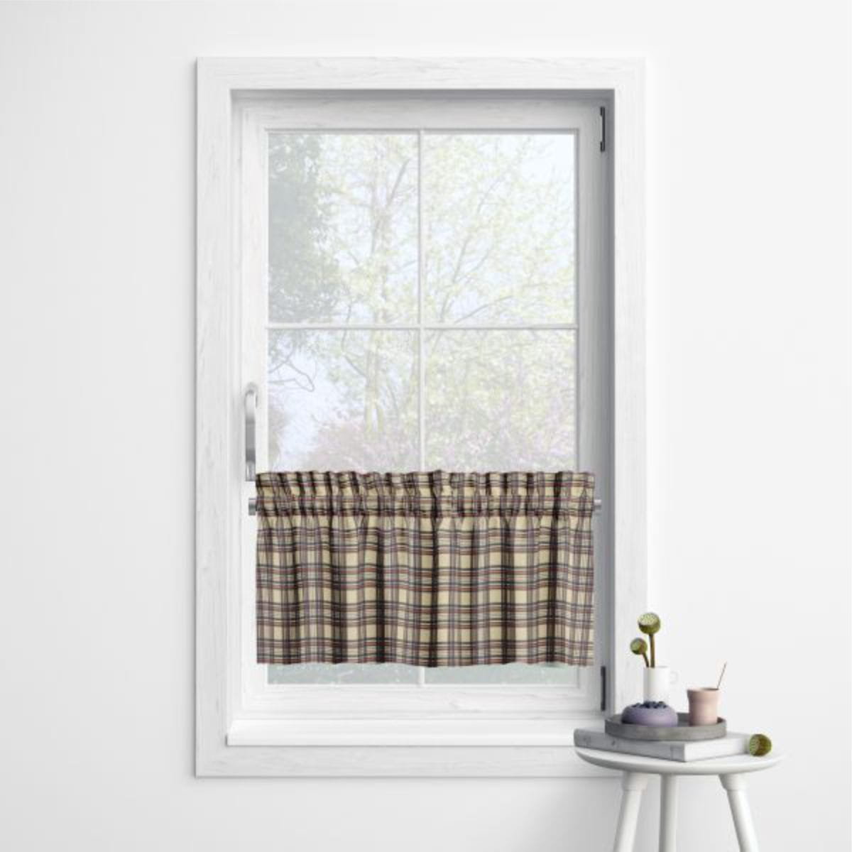 Zazdrostka CLASSIC wzór CL02 | beżowa krata z czerwonym akcentem 30 x 180 cm