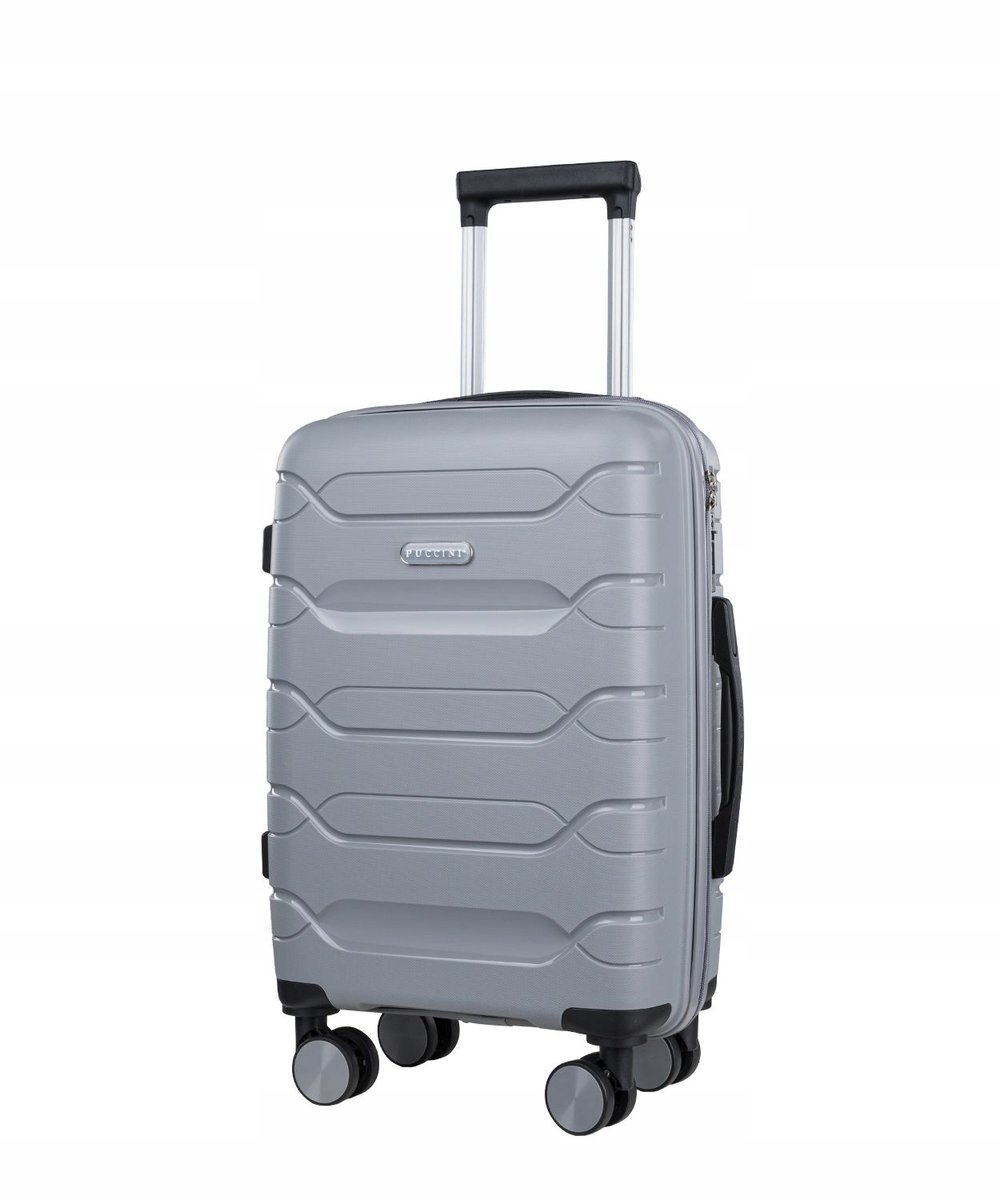 Walizka Kabinowa Podróżna Na Kółkach Mała Twarda PUCCINI Szara PP020C-1-4