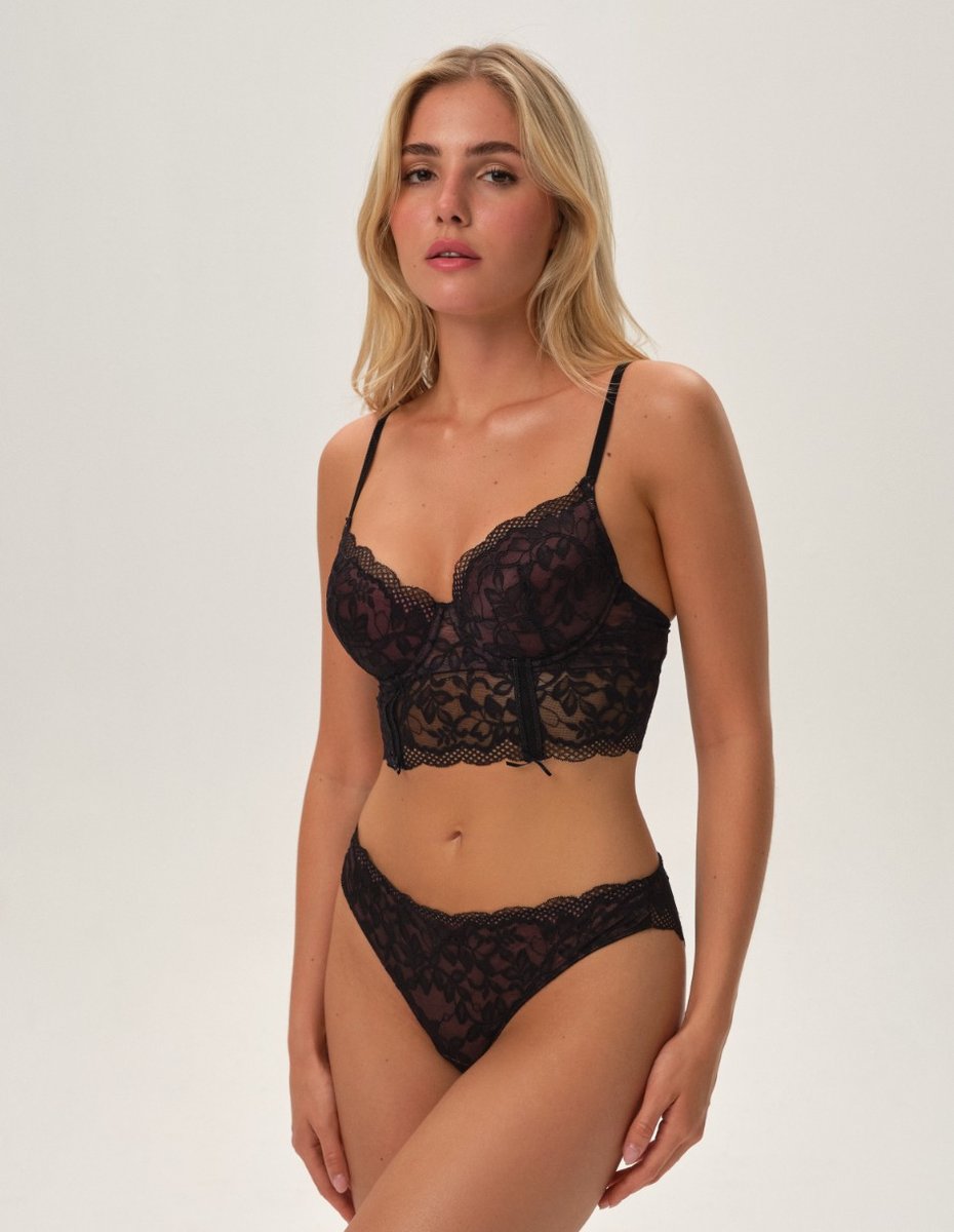 Biustonosz push-up Klara - czarno-różowy 75F