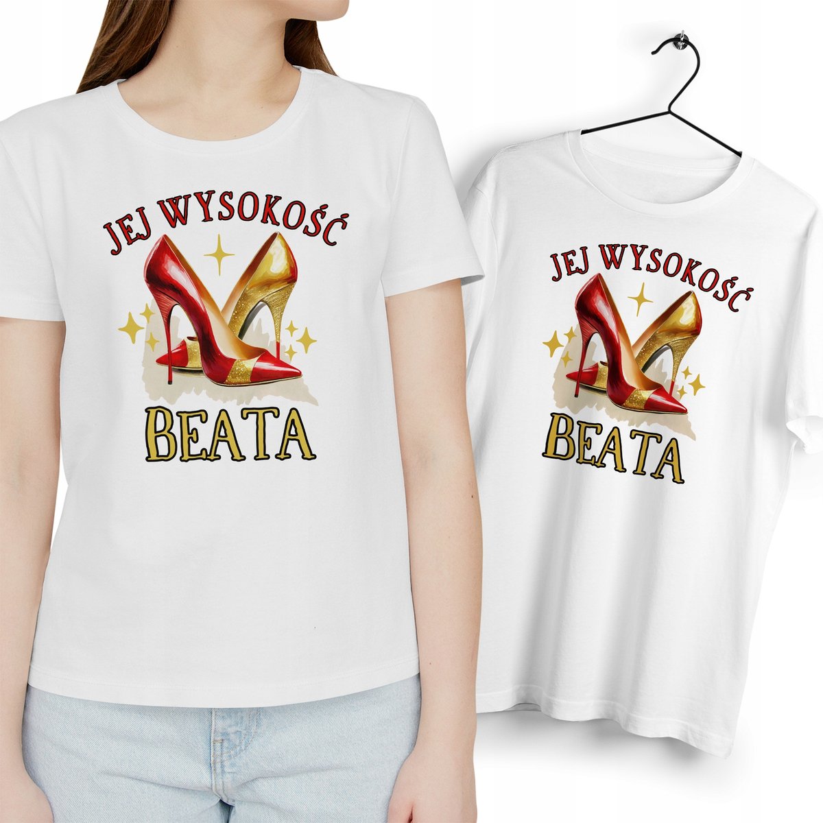 Dla Beaty T-Shirt koszulka biała Na Prezent z Dowolnym Nadrukiem Zdjęciem