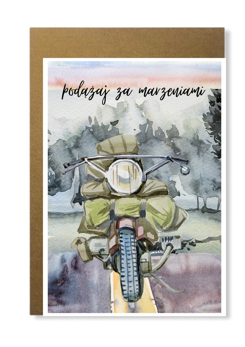 Kartka urodzinowa imieninowa na wiele okazji dla mężczyzny z motocyklem
