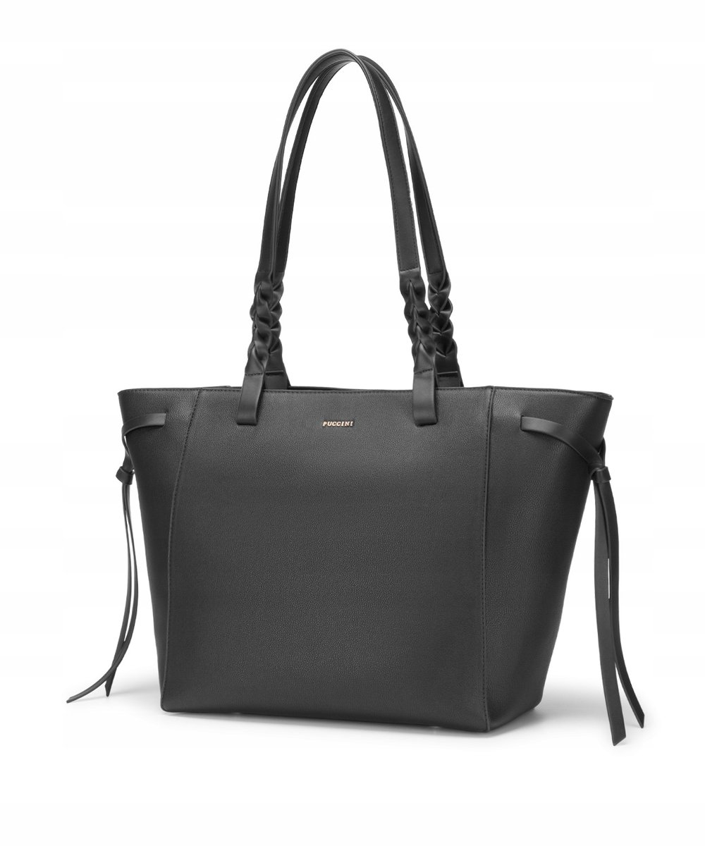 Torebka Damska Shopper Na Ramię Duża Mieści A4 PUCCINI Czarna BK1241202D-1