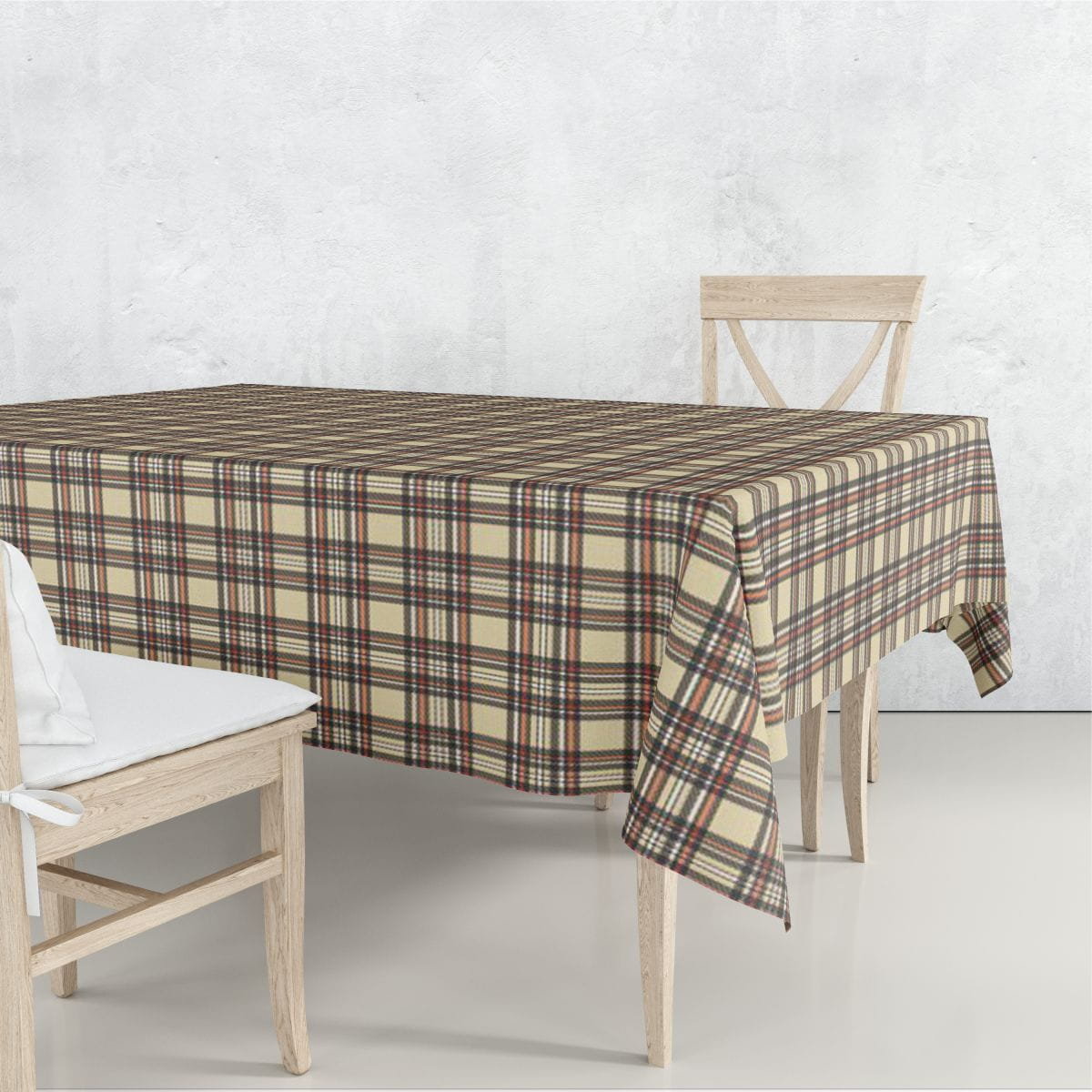 Obrus CLASSIC wzór CL02 beżowa krata z czerwonym 150 x 320 cm