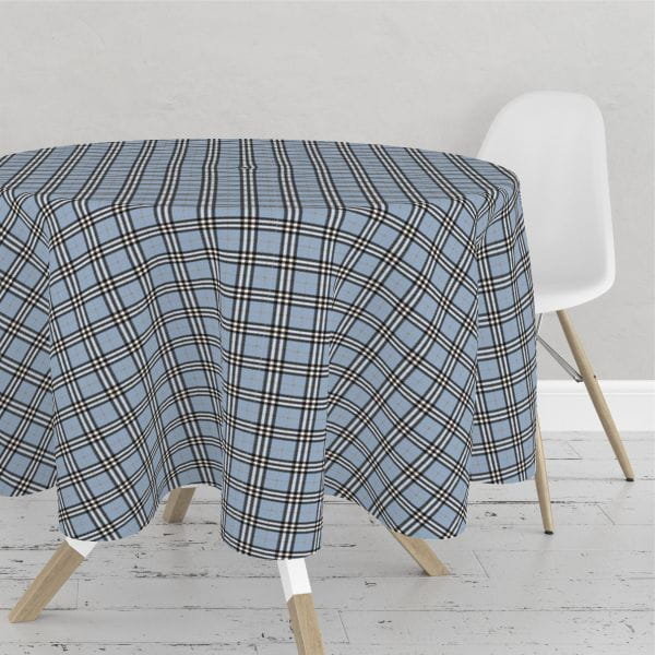 Obrus okrągły CLASSIC wzór CL04 | błękitna krata średnica 150 cm