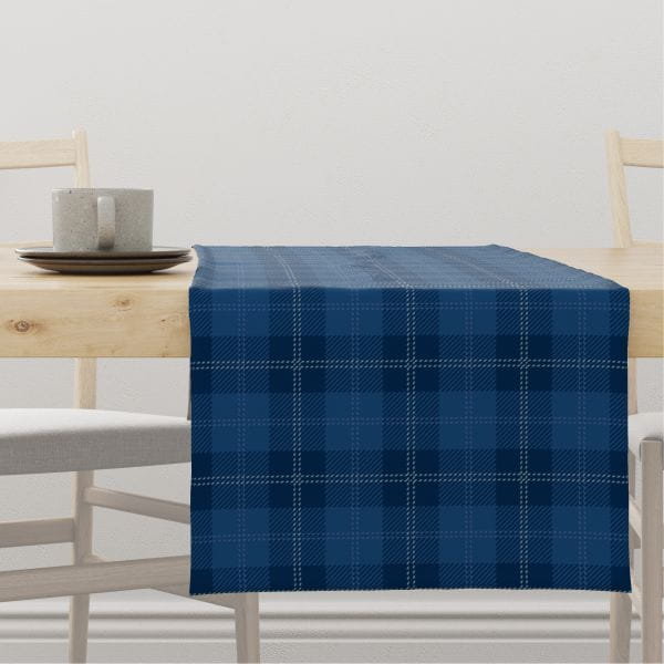 Bieżnik CLASSIC wzór CL08 niebieska krata 40 x 260 cm