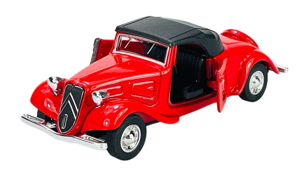 WELLY OLD TIMER 1939 CITROEN 11B TRACTION AVANT CABRIO CZERWONY Z DACHEM 1:34