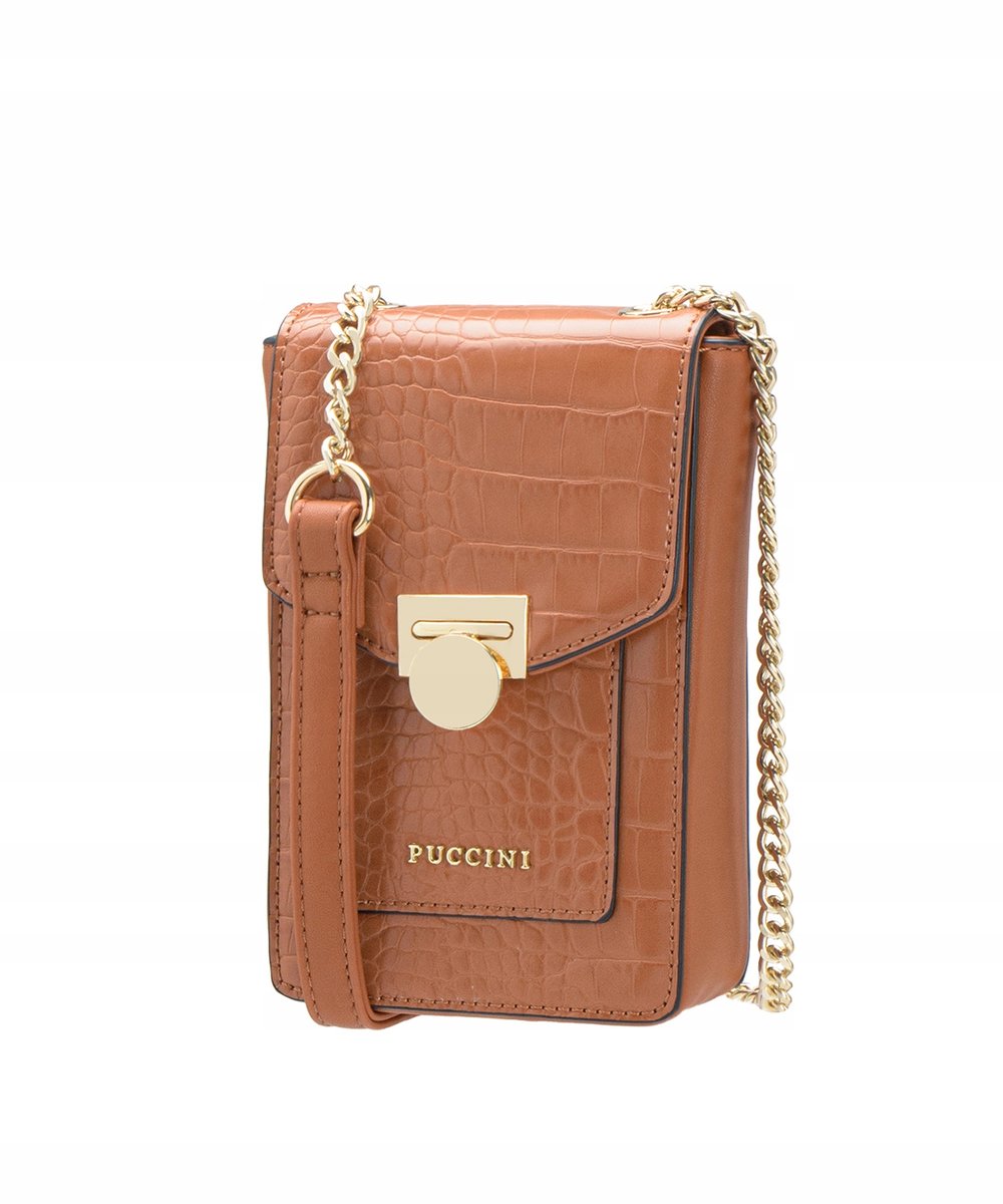 Mini Torebka Mała Damska Na Łańcuszku Crossbody PUCCINI Brązowa BML043T-2