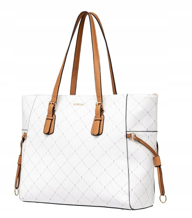 Torebka Damska Shopper Duża Mieści A4 Na Ramię PUCCINI Biała BLXP0002D-0