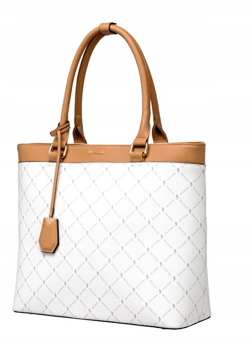 Torebka Damska Duża Mieści A4 Shopper Elegancka PUCCINI Biała BLXP0001D-0
