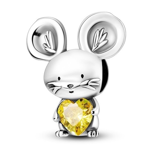 Charms Zawieszka SREBRO 925 koralik do PANDORA Myszka z sercem