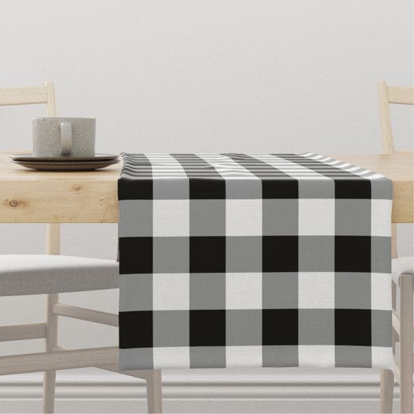 Bieżnik CLASSIC wzór CL09 czarno-biała krata 40 x 180 cm
