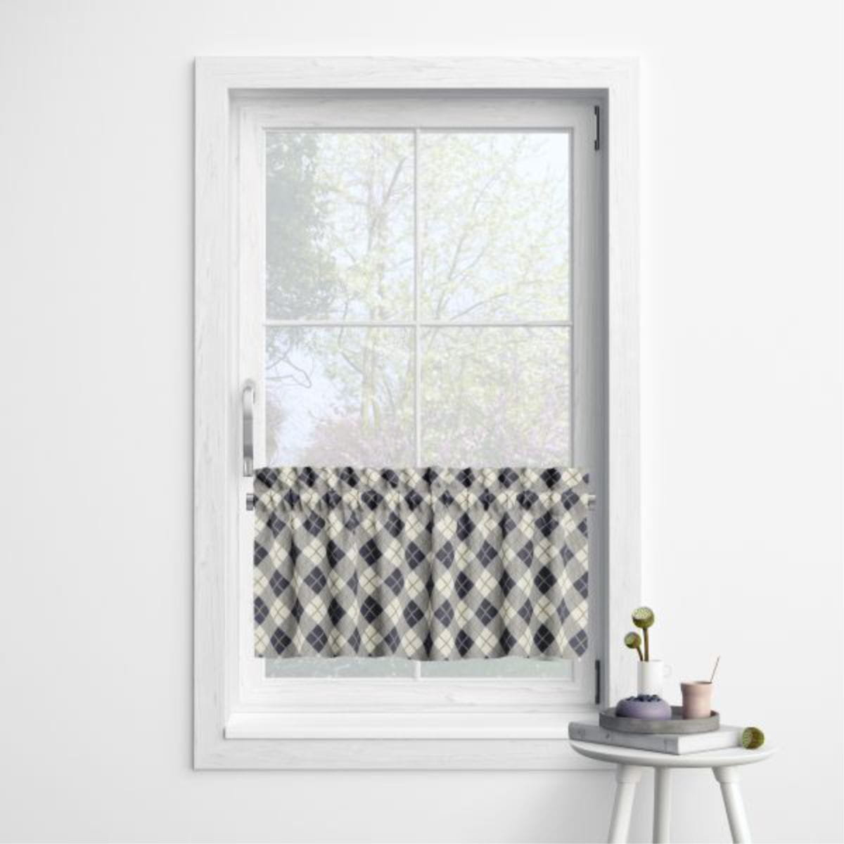 Zazdrostka CLASSIC wzór CL05 | granatowa krata karo na kremowym tle 45 x 90 cm