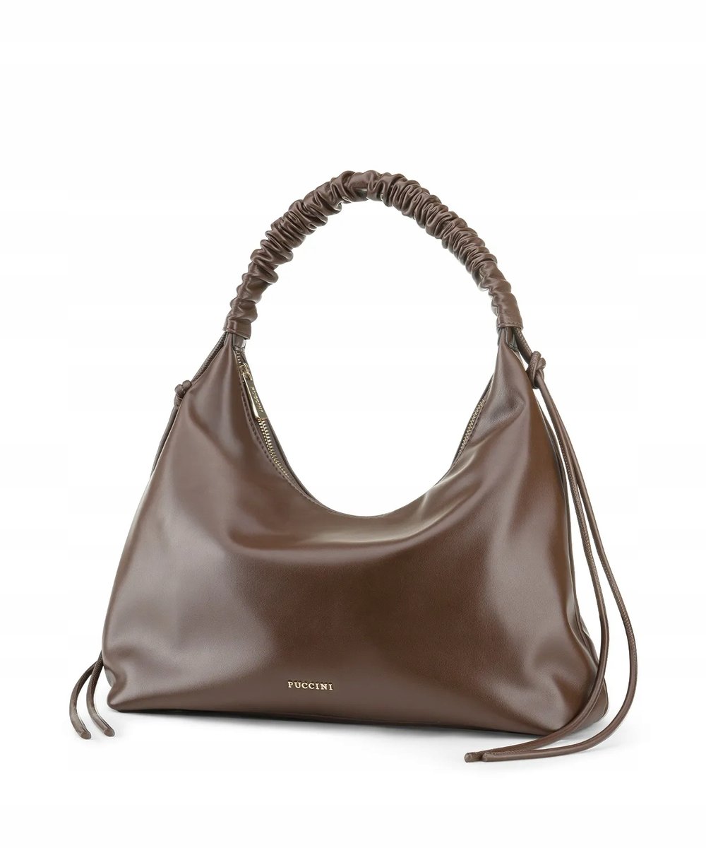 Torebka Damska Mała Typu Hobo PUCCINI Czekoladowa BK2241215S-2