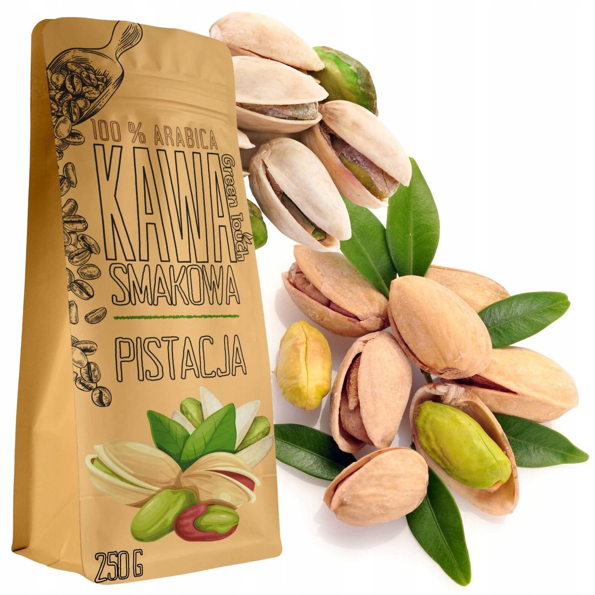 Kawa Mielona Smakowa Pistacjowa Pistacja Arabica 250 G Green Touch