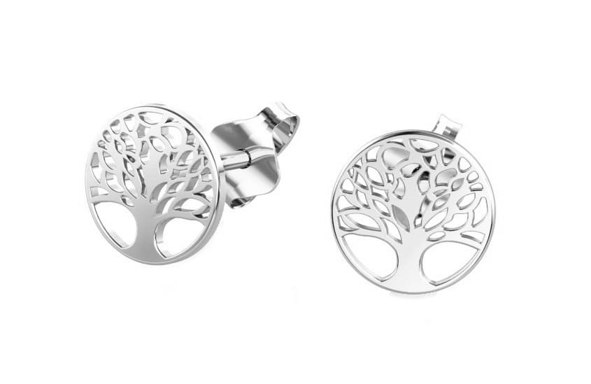 Srebrne kolczyki rodowane drzewko szczęścia pr925