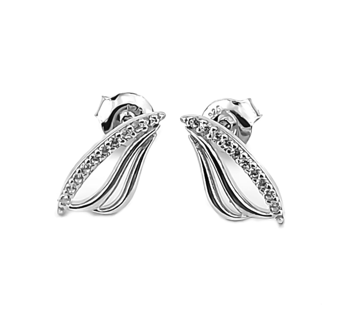 Srebrne kolczyki rodowane z cyrkoniami srebro 925