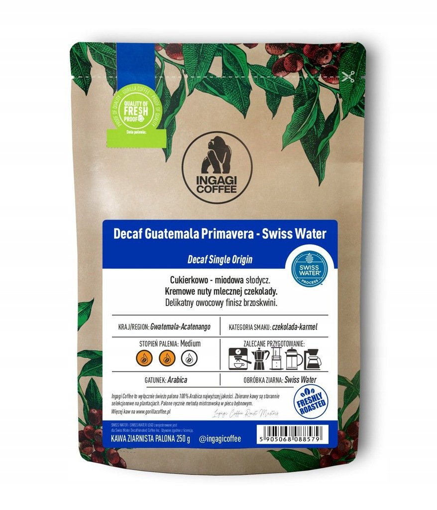Kawa bezkofeinowa ziarnista 1 kg Gwatemala Swiss Water