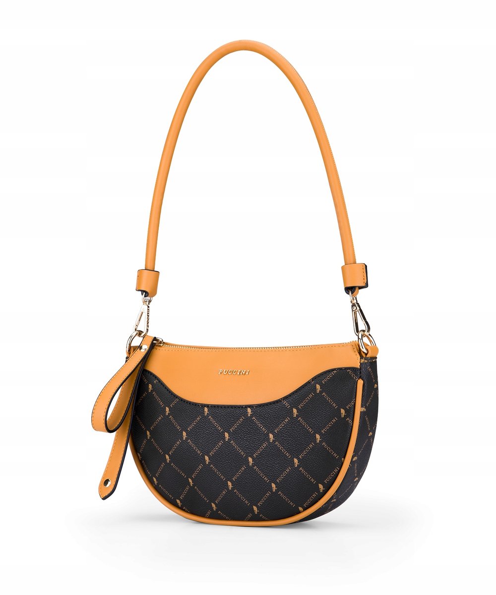 Torebka Damska Listonoszka Półksiężyc Monogram PUCCINI Brązowa BLXP0046M-2