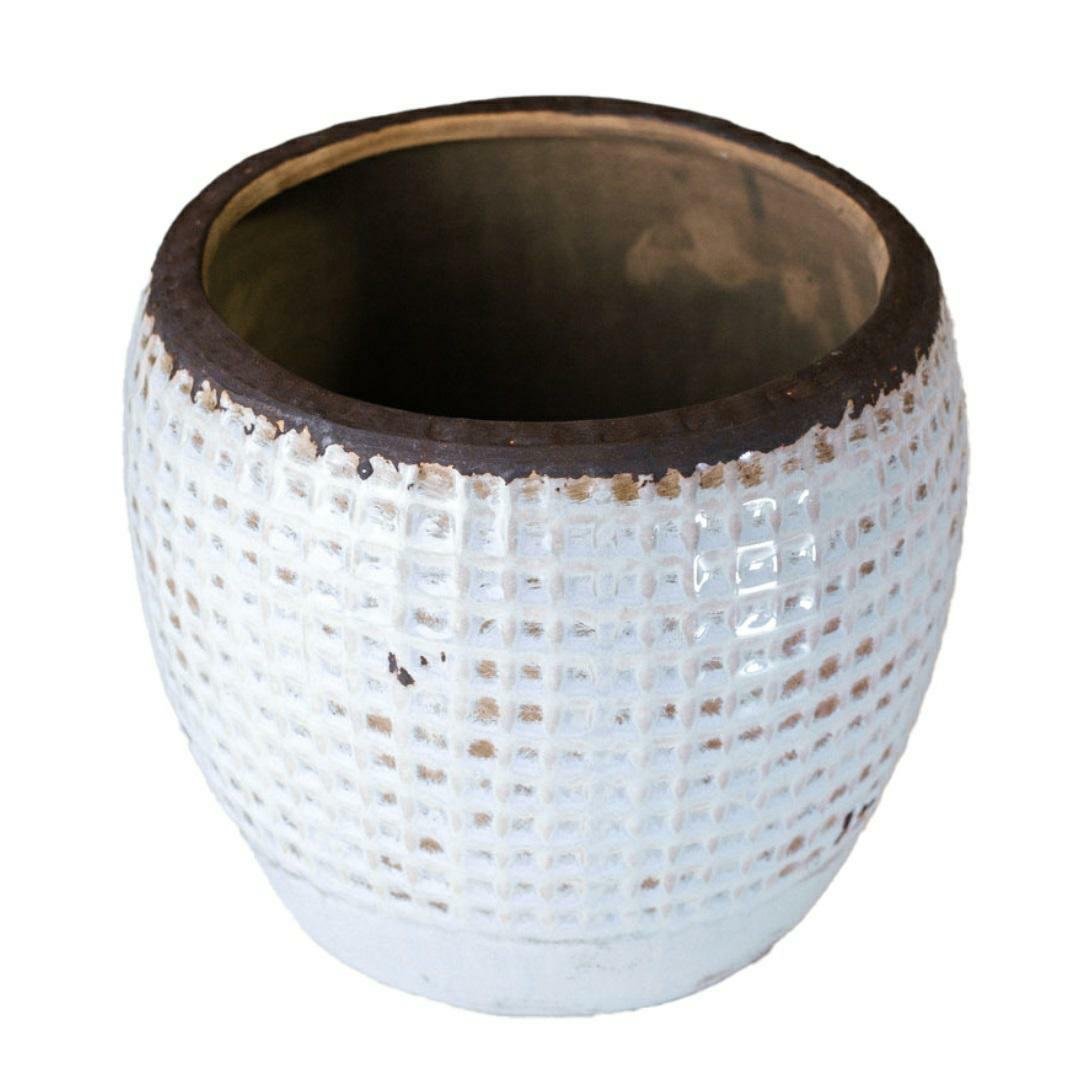 Piasek pustyni 2A, ceramiczna pękata osłonka w delikatną kratkę (największa)