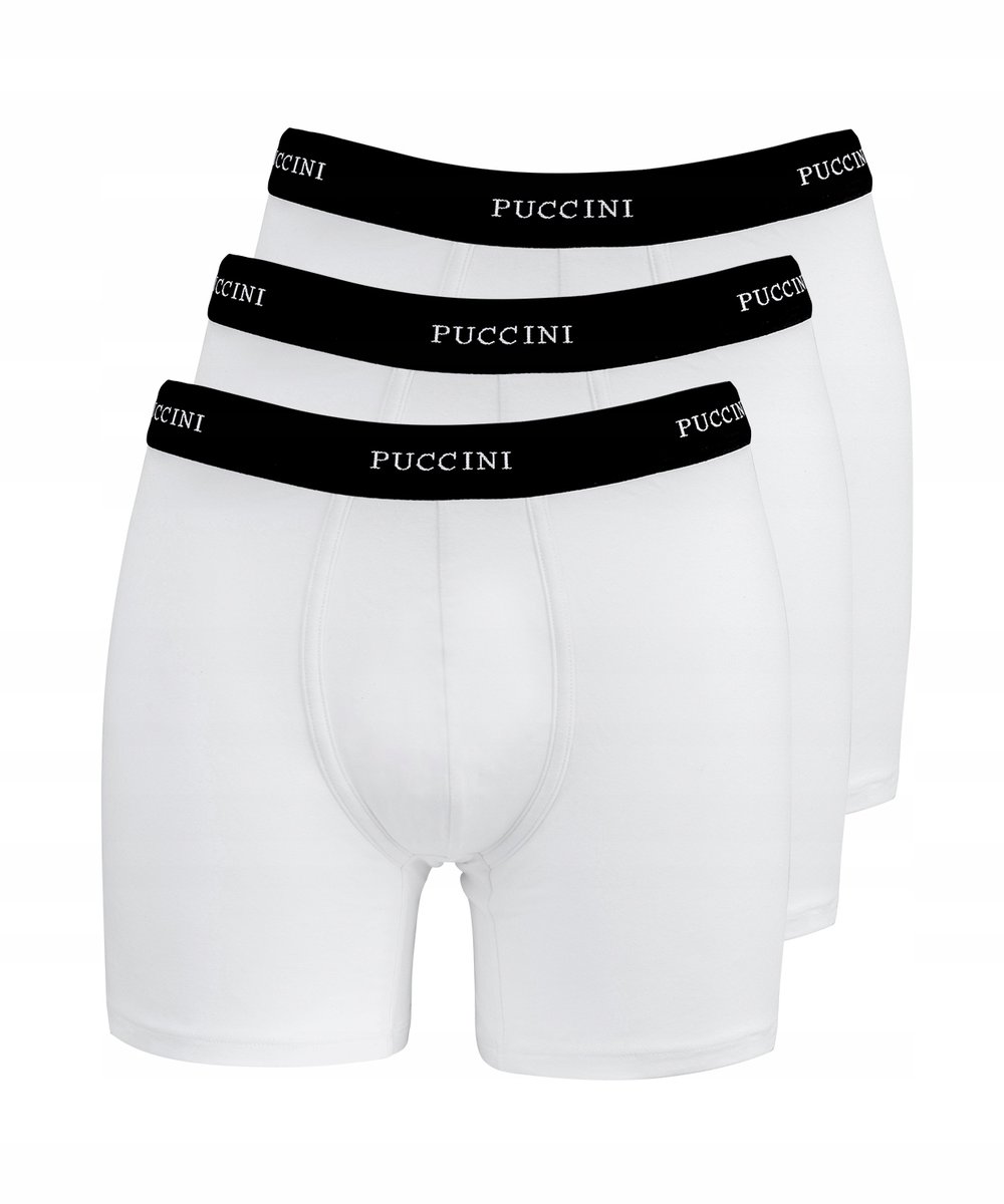 Bokserki Męskie Białe PUCCINI Rozmiar XL 3pak Trzypak Bawełna BX01 8 XL