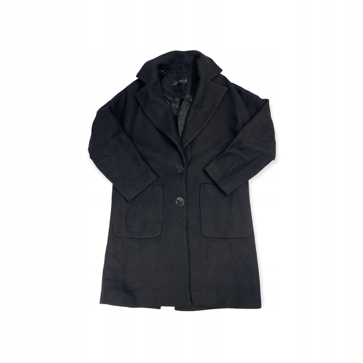 Elegancki czarny płaszcz damski ZARA XS