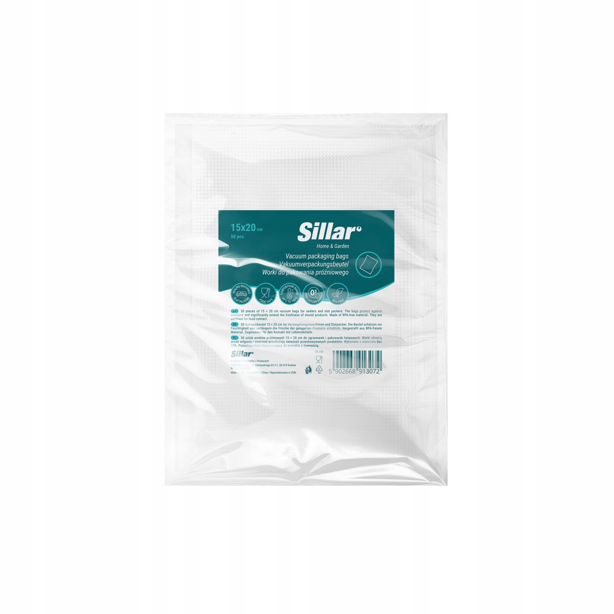 Sillar Moletowane Worki do Pakowania Próżniowego na Żywność 15x20cm 50szt.