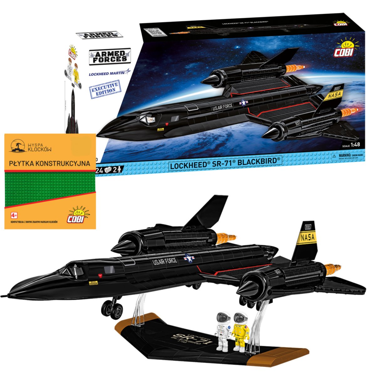 KLOCKI COBI 5890 Samolot LOCKHEED SR-71S Blackbird 1379 El. + PŁYTKA