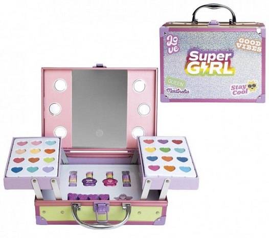 Zestaw kosmetyków dla dzieci lustro led kuferek SuperGirl Martinelia 1 szt