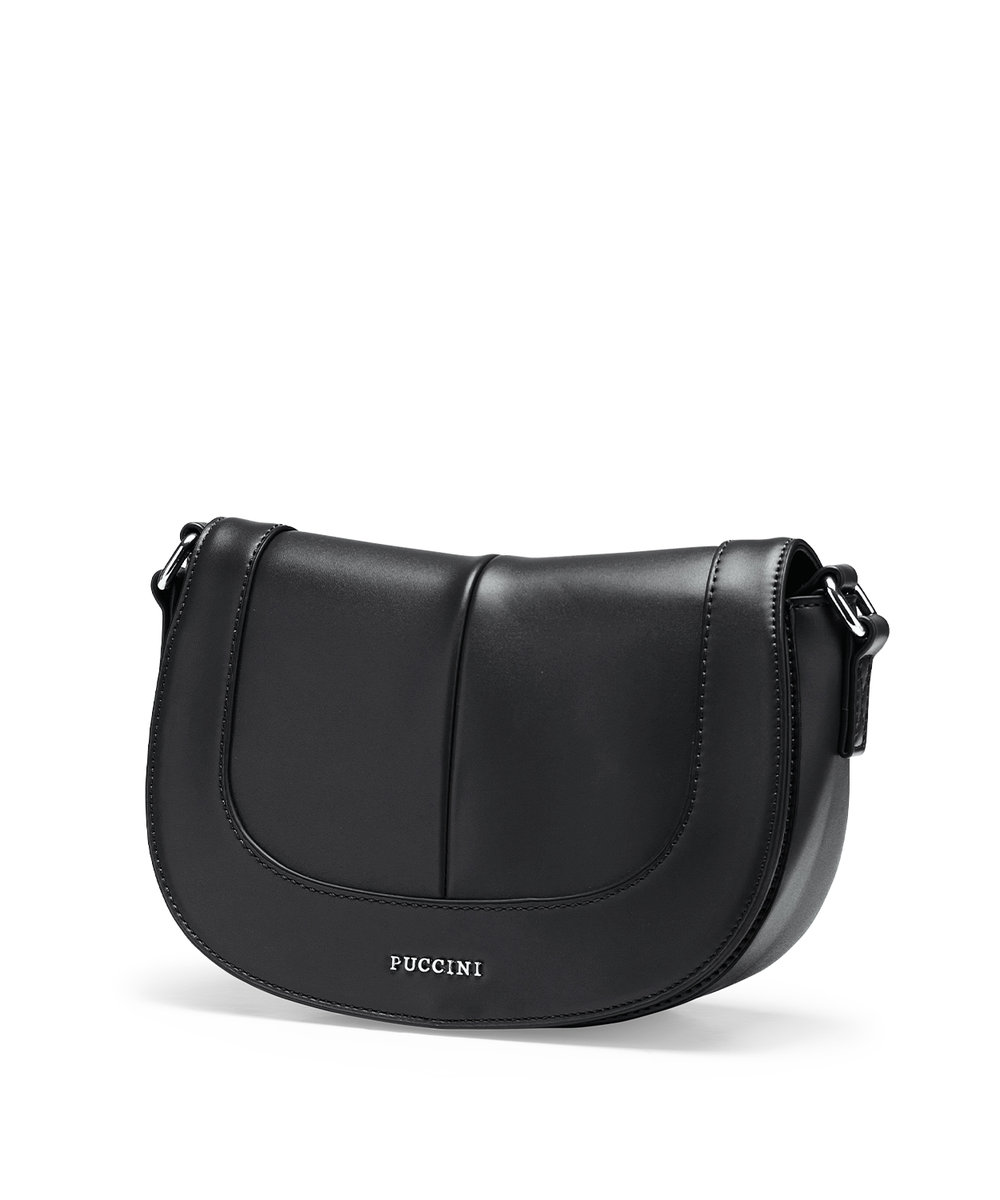 Mała Torebka Damska Listonoszka Na Pasku PUCCINI Czarna BK1241205M-1
